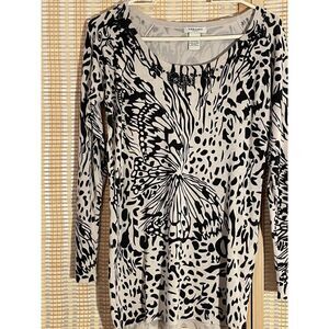 Vertigo Paris Womens L Animal Print Pullover Sweater Butterfly Beaded‎